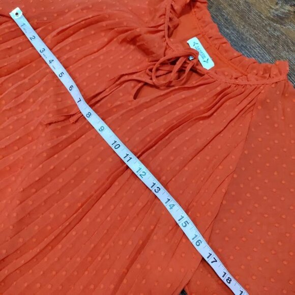 Nanette Pleta Cup Split Neck Three Quarter Sleeve Dot Print Dress Orange Size 6 - Picture 11 of 12